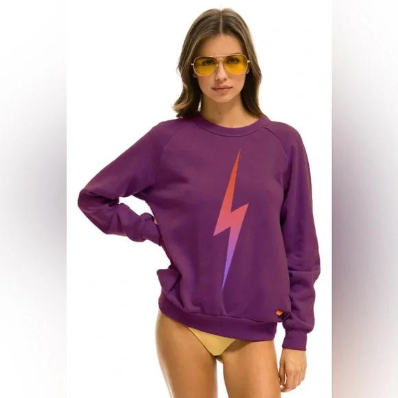 Aviator Nation Purple Orange Bolt Fade Sweatshirt - Picture 2 of 15